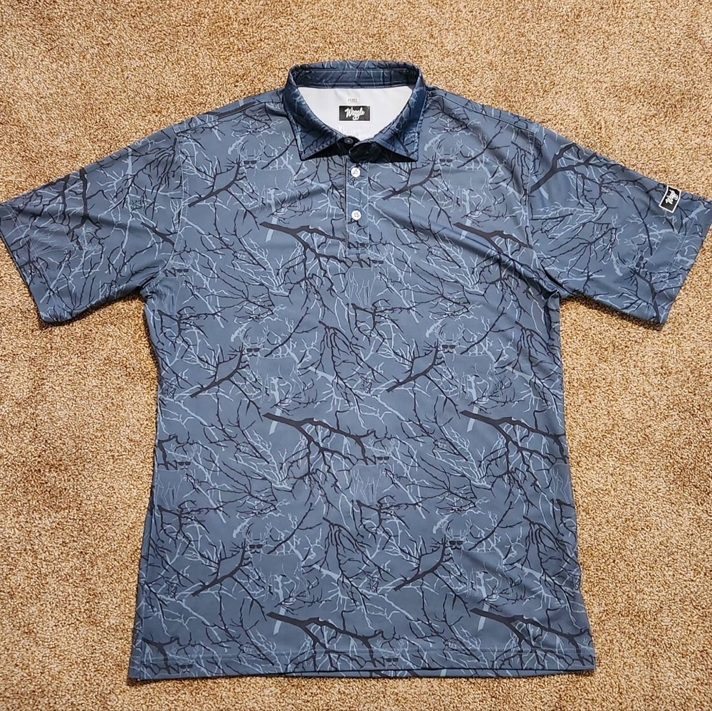Mens Waggle XL Deer Disguise Golf Polo Blue/Teal/Black